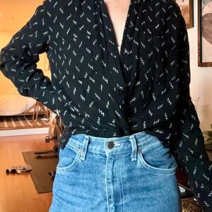 Madewell oversized Black and White Patterned Button Down Shirt